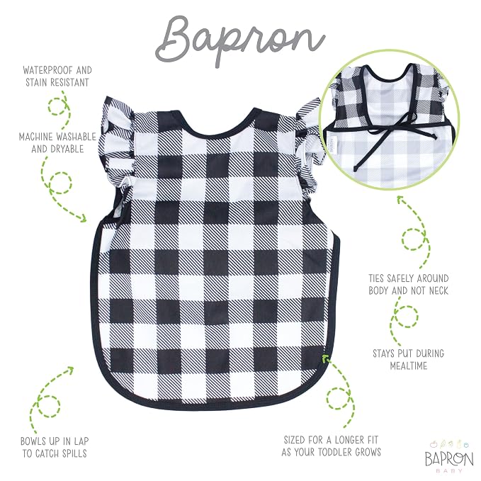 BapronBaby Flutter White Buffalo Plaid Bapron - Image 2