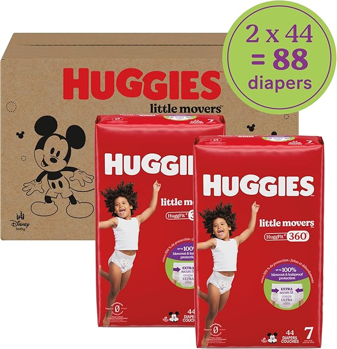 Huggies Size 7 Baby Diapers, Little Movers HuggFit 360° Baby Diapers - Image 2