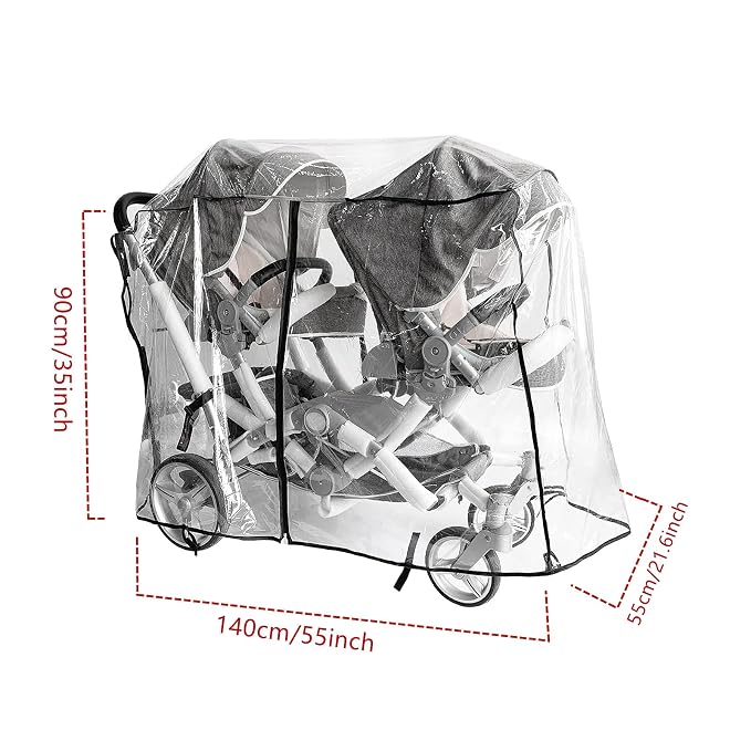 Double Stroller Rain Cover, Rain Cover - Image 5