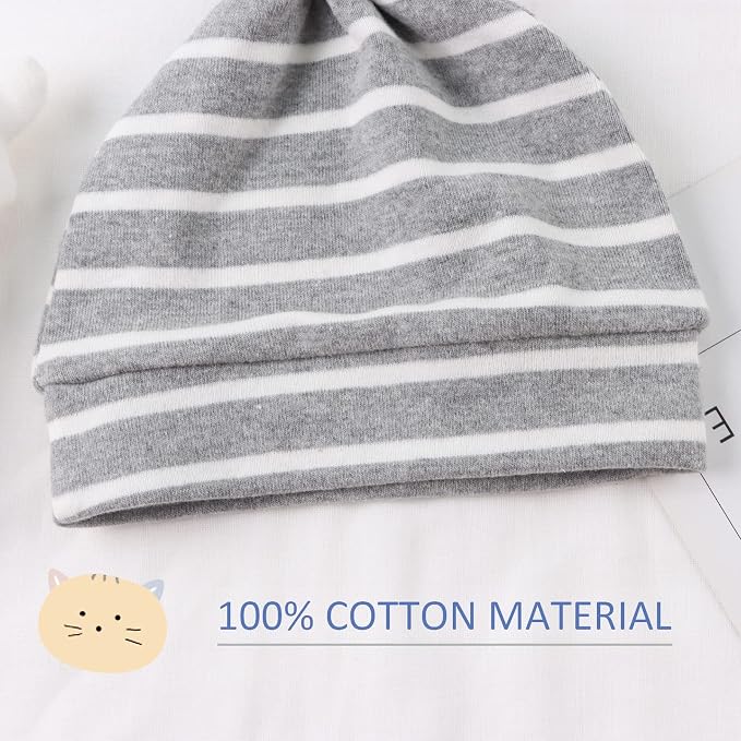 JANGANNSA Newborn Baby Hat Infant Baby Boys Beanie Top Knot Stretchy Hats - Image 3