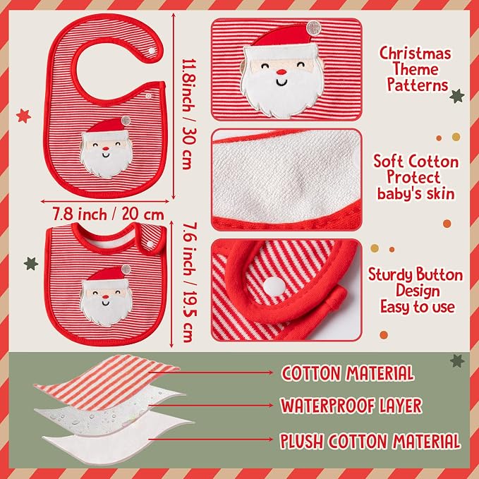 3Pcs Christmas Baby Cotton Bibs - Image 2