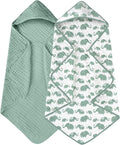 Yoofoss Hooded Baby Towels for Newborn 2 Pack 100% Muslin Organic Cotton Baby by YOOFOSS
