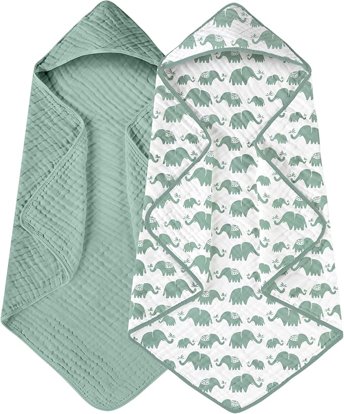 Yoofoss Hooded Baby Towels for Newborn 2 Pack 100% Muslin Organic Cotton Baby by YOOFOSS