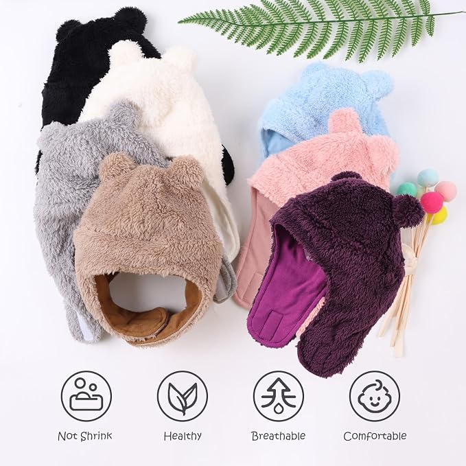 Bear Baby Winter Hat Toddler Earflap Beanie Unisex Infant Snow Cap Warm Fleece - Image 7