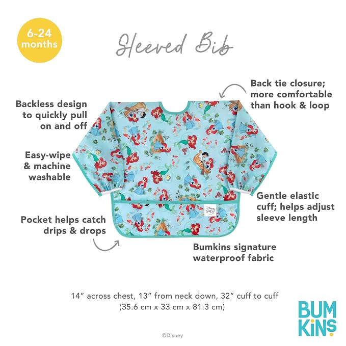 Bumkins Disney Sleeved Bib for Girl or Boy, Baby and Toddler for 6-24 Mos - Image 5
