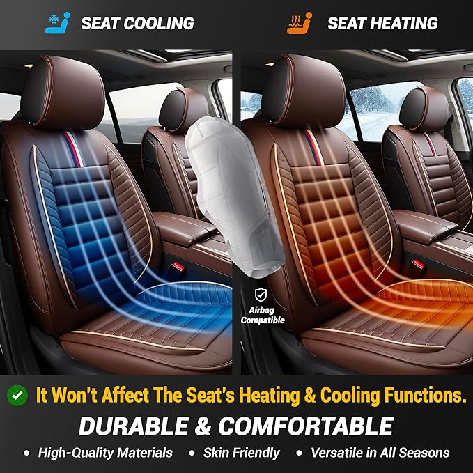 OASIS AUTO Car Seat Covers Premium Waterproof Faux Leather Cushion Universal - Image 4
