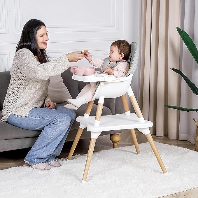 6 in 1 High Chair for Babies & Toddlers, Convertible Wooden Baby Highchair - Image 5