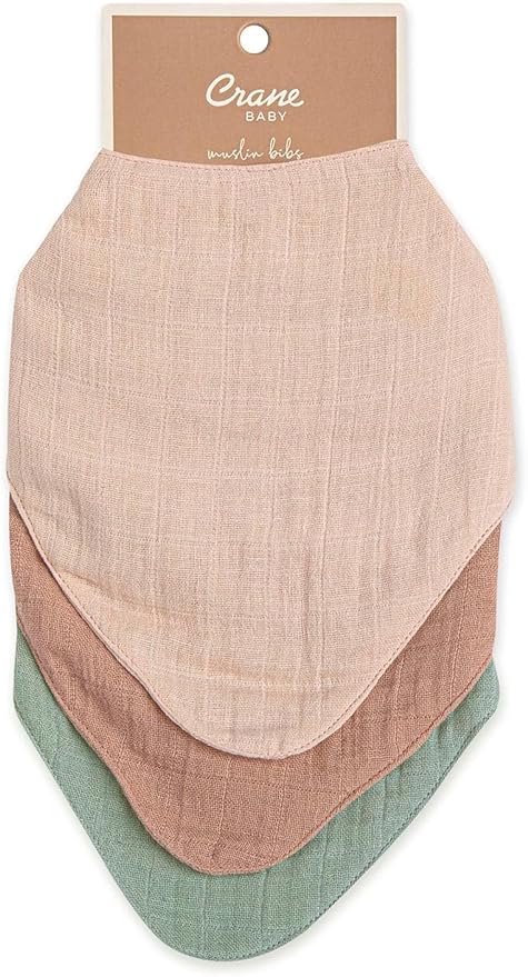 Crane Baby Soft Muslin Baby Bib Set, Adjustable and Absorbent Bandana Style Bibs - Image 7