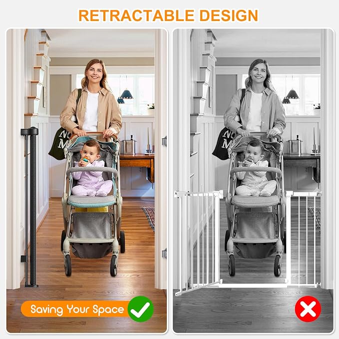 71 Inch Retractable Baby Gates Extra Wide, 41 Inch Reinforced Extra Tall Gate - Image 6