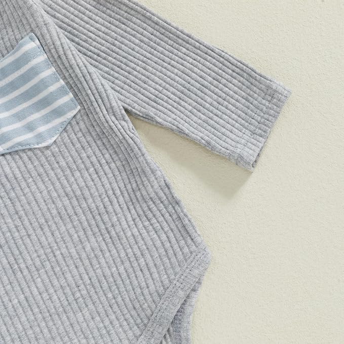fhutpw Baby Boy Clothes 3 6 12 18 Months Ribbed Knitted Long Sleeve Romper and - Image 5