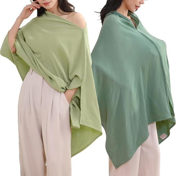 2-Pack Nursing Covers for Breastfeeding, 100% Organic Cotton Muslin - Image 2