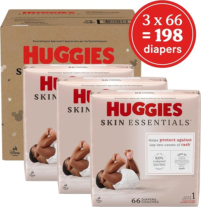 Huggies Size 1 Diapers, Skin Essentials Baby Diapers, Size 1 - Image 2