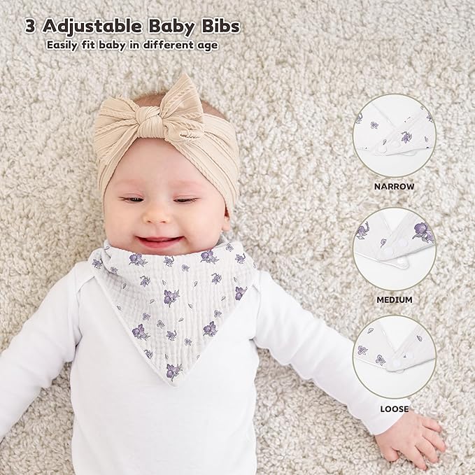 Susurration Muslin Baby Drool Bibs 6Pack Soft Triangular Adjustable Baby - Image 4
