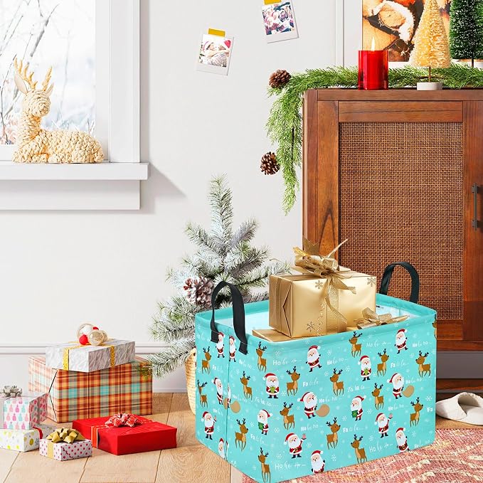 Rectangle Basket, Kids Organizer, Santa Deer Pattern Toy Storage Cube, Clothes - Image 4