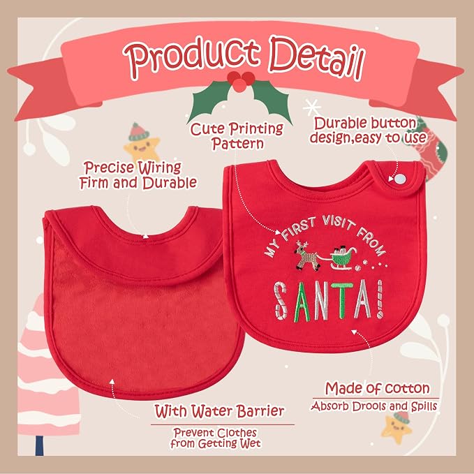 3Pcs Christmas Baby Cotton Bibs - Image 3