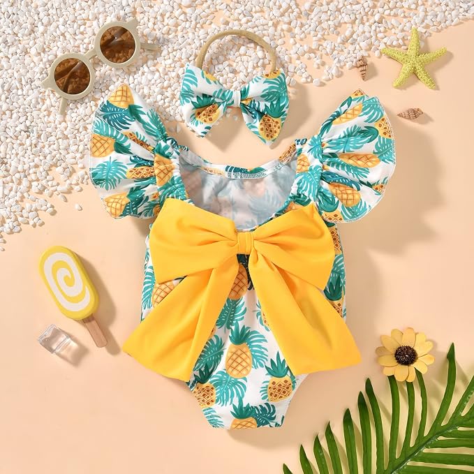 Toddler Girl Baby Ruffles Mermaid Fish Scale Swimsuit One Piece Swimwear - Image 9