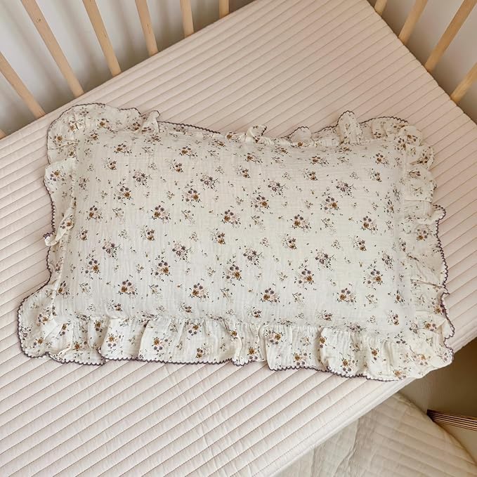 BuLuTu Shabby Chic Floral Toddler Pillow Cases Muslin Standard Size Pillowcases by BuLuTu