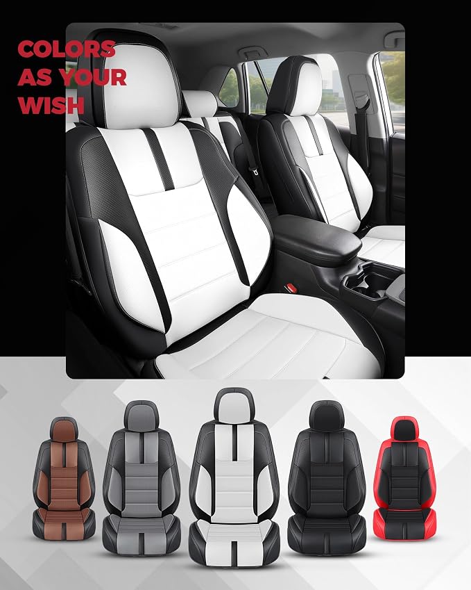 FREESOO Black White Car Seat Covers Full Set - Image 8