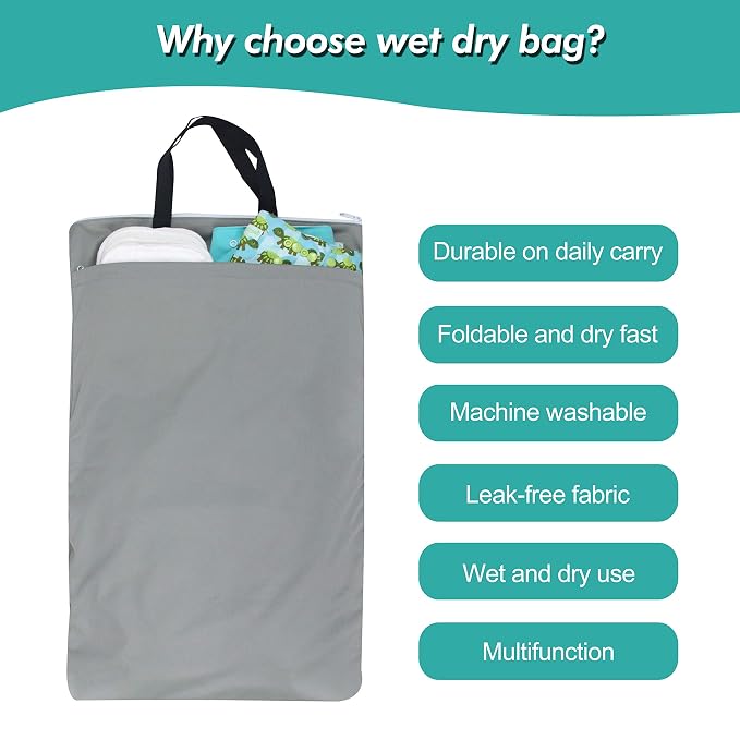 wegreeco Reusable Hanging Wet Dry Cloth Diaper Bag - Image 6