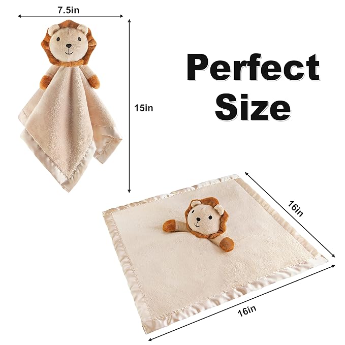 Pro Goleem Lion Security Blanket, Soft Lovey Unisex Lovie Baby Gift - Image 6