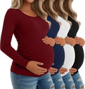 Riyiper 4 Pack Women's Maternity Shirts, Long Sleeve Cotton Ribbed Pregnancy by Riyiper