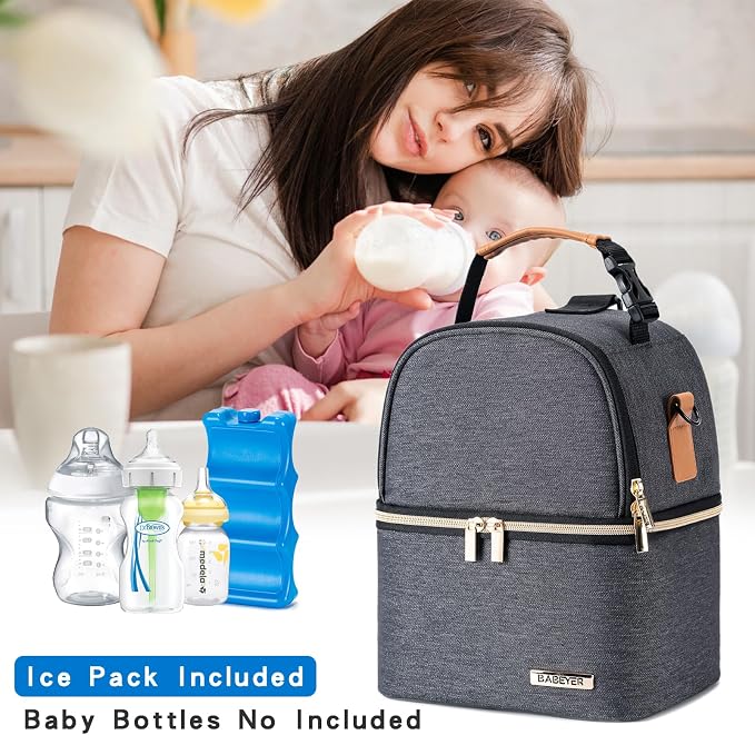 Breastmilk Cooler Bag with Ice Pack Fits 6 Baby Bottles up to 9 Ounce, - Image 7