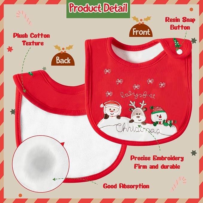 3Pcs Christmas Baby Cotton Bibs - Image 3