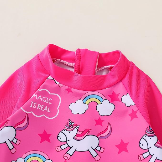 Infant Baby Girl Swimsuit One-Piece Long Sleeve Rash Guard - Image 5