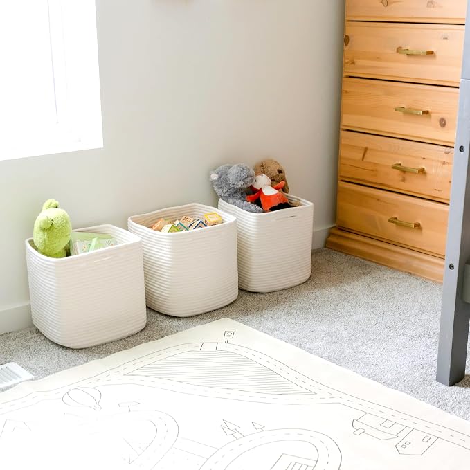 NaturalCozy 13 Inch Cube Storage Bins Cotton Rope Woven Baskets - Image 5