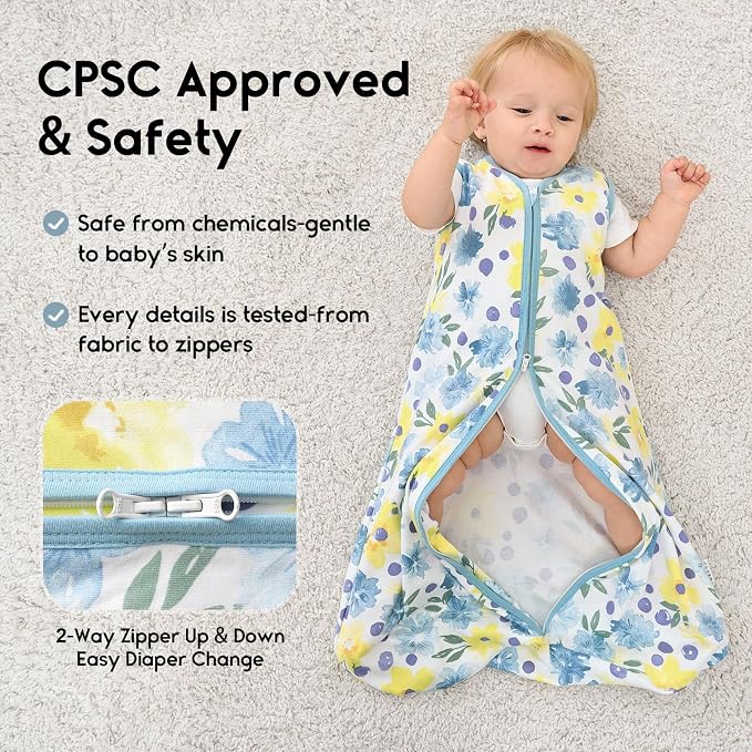 Yoofoss Baby Sleep Sack 6-12 Months 0.5 Tog Wearable Blanket - Image 4