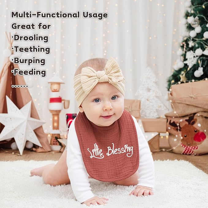 Susurration Muslin Baby Drool Bibs 6Pack Soft Square Adjustable Baby Bandana - Image 4
