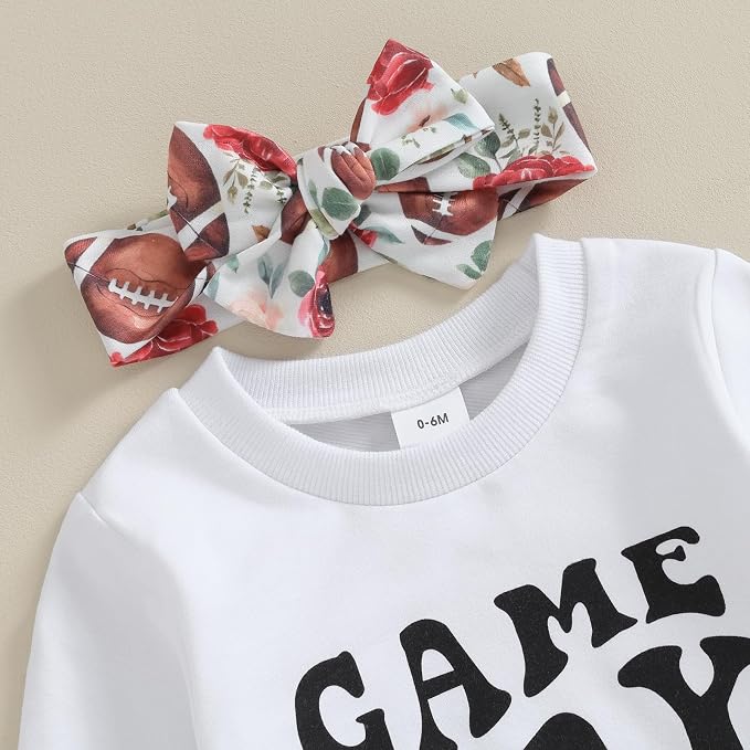 3Pcs Baby Girl Outfits Daisy Sweatshirt + Pants + Headband Infant Fall Winter - Image 2