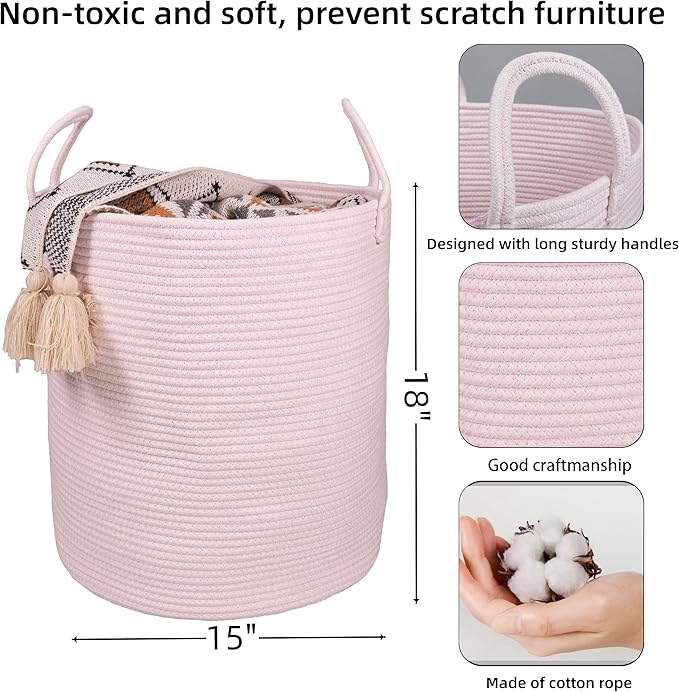 Cotton Rope Laundry Basket Hamper - Image 2