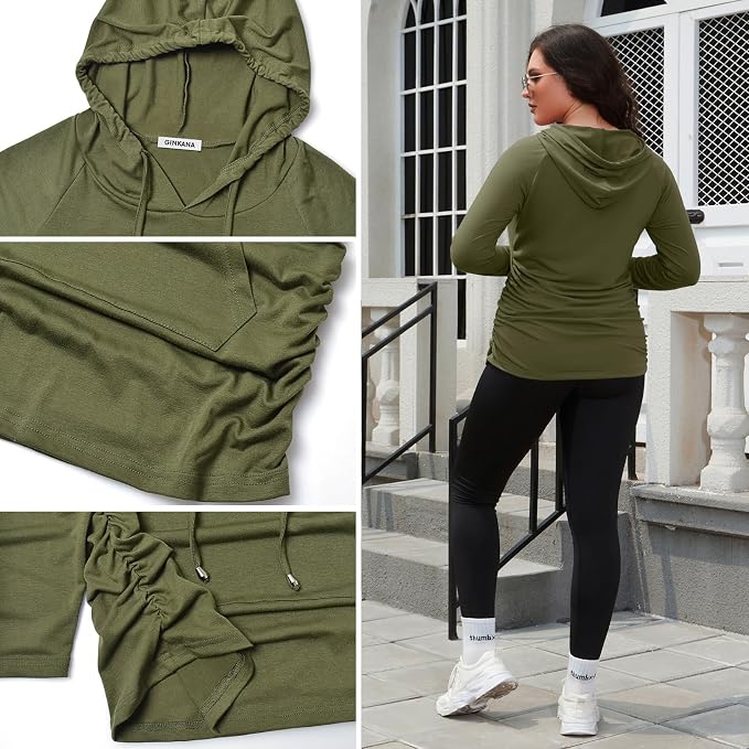 GINKANA Maternity Hoodie Long Sleeves Shirts Casual Maternity Top Pregnancy - Image 6
