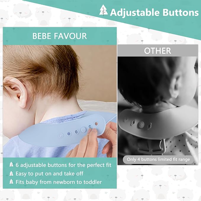 2 Pack Silicone Baby Bibs Adjustable Fit Waterproof Bib - Image 3