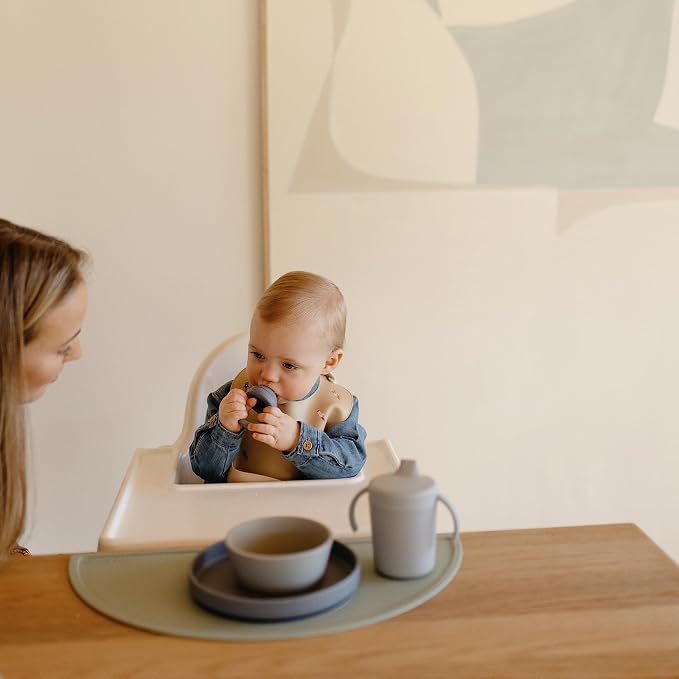 mushie Silicone Baby Bib | Adjustable Fit Waterproof Bibs - Image 3