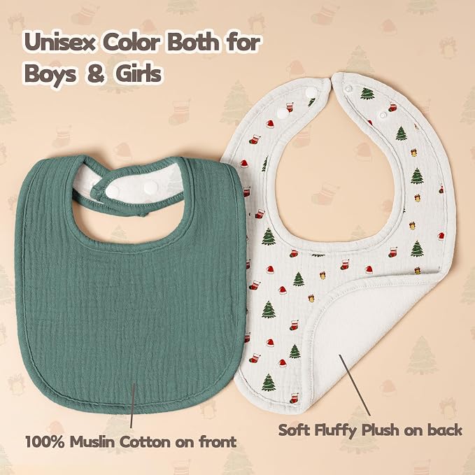 Susurration Muslin Baby Drool Bibs 6Pack Soft Square Adjustable Baby Bandana - Image 6