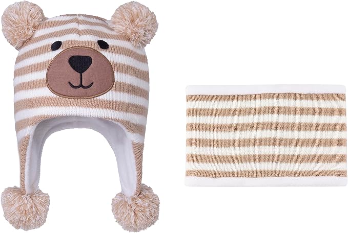 LANGZHEN Toddler Kids Infant Winter Hat, Earflap Knit Warm Cap Fleece Lined by LANGZHEN