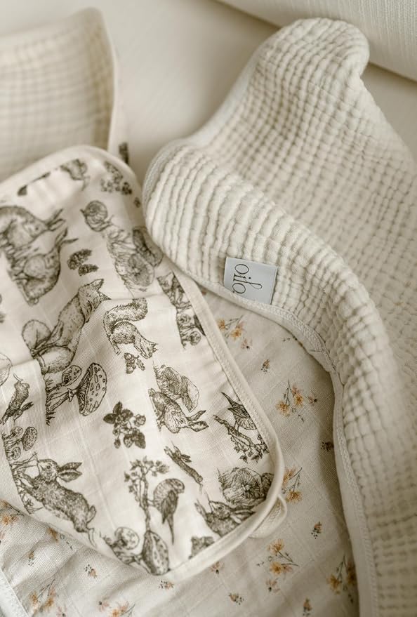 Oilo Burp Cloth 2-Pack Set, Organic Premium Cotton 4-Way Muslin, Luxuriously - Image 3