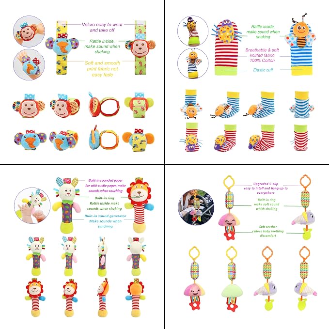 Baby Hanging Toy, Wrist Rattles, Rattle Socks, Handheld Wearable Washable - Image 4