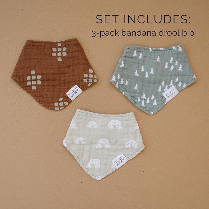 Mebie Baby Muslin Cotton Bib, 3 pack, Baby Bib Set - Image 5