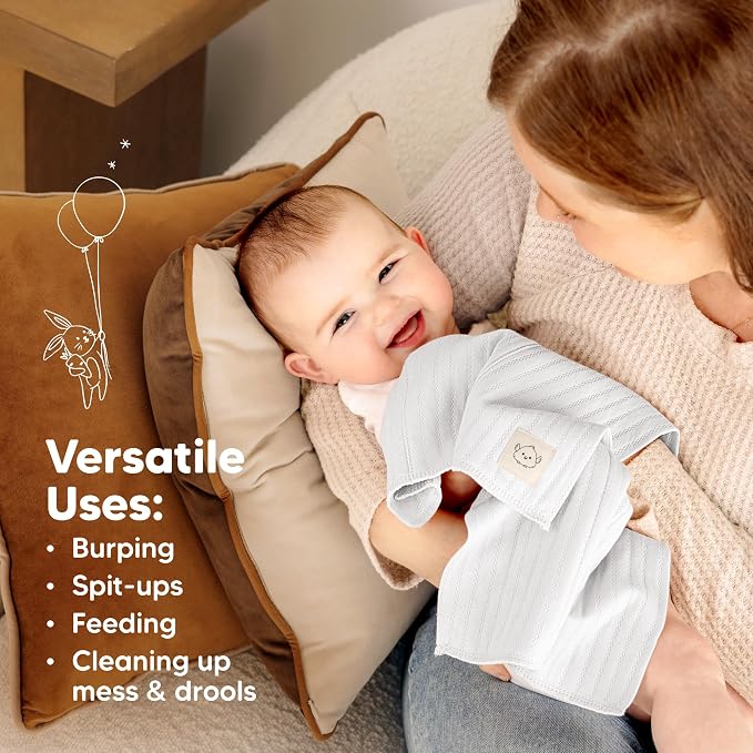 KeaBabies Organic Cotton Burp Cloths Baby Girl, Boy - Image 7