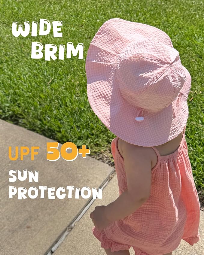 HONGTEYA Baby Sun Hat Toddler Girl Beach Hat Adjustable Outdoor Summer Hat UPF - Image 4