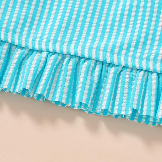 YOUNGER TREE Toddler Girls Two Pieces Swimsuit Color Block Stripe Swimwear - Image 6