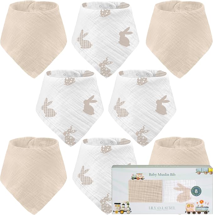 Muslin Baby bibs for drooling and teething, 100% cotton, Bibs for baby girl by LilyOlaurel