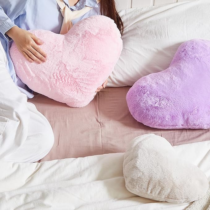EastTree Heart Pillows, Dusty Pink Heart Shaped Pillows, Ultra Soft Extra-Large - Image 6