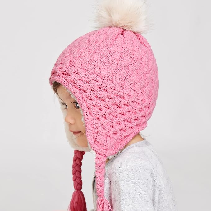 LANGZHEN Toddler Kids Infant Winter Hat, Earflap Knit Warm Cap Fleece Lined - Image 4