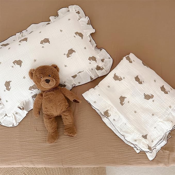 AOJIM Cute Cartoon Pattern Muslin Toddler Kids Pillow Case Super Soft Cotton - Image 6