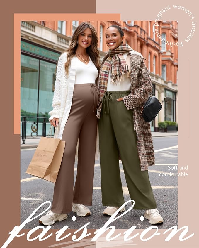 3 Pack Maternity Pants for Women Over The Belly Lounge Work Pregnancy Pants - Image 2