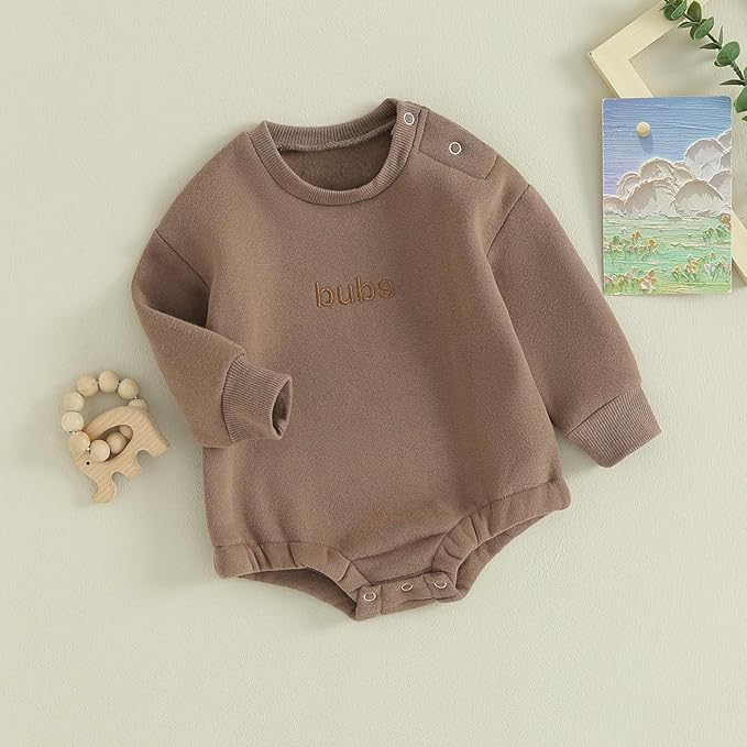 VISGOGO Newborn Infant Baby Boy Girls Oversized Romper Little Dude Sweater - Image 3